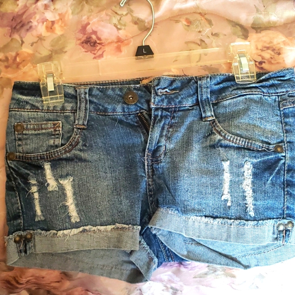 Cuffed & Ripped Jean Shorts